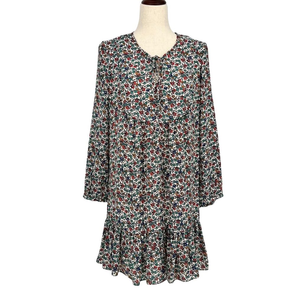 J.Crew Womens Relaxed Fit Floral Print Dress Size S Multicolor Flounce Hem‎